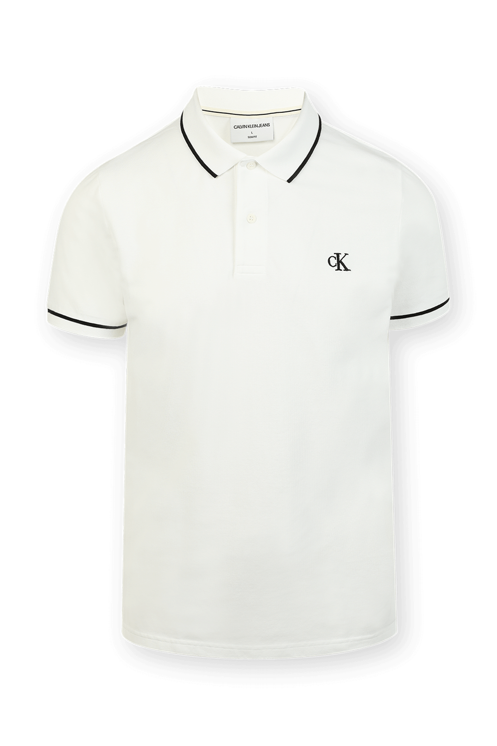 תמונה קידמית של Slim Stretch Pique Polo Shirt in White