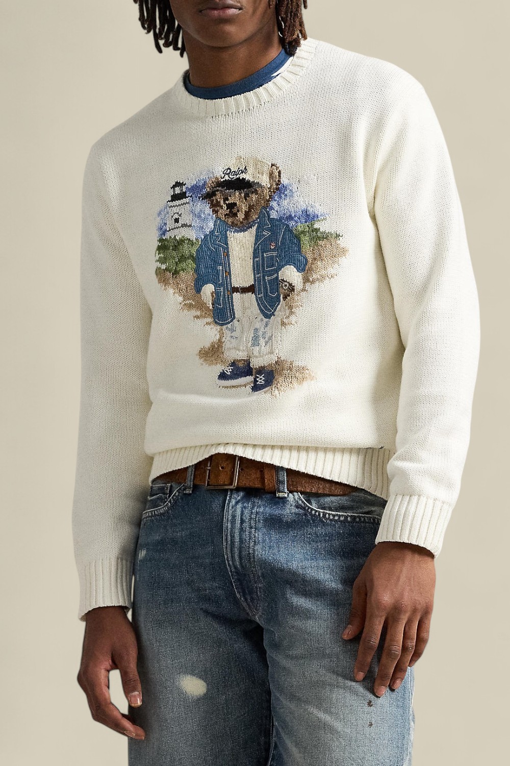 תמונת דוגמן קידמית של סריג כותנה דובי פולו