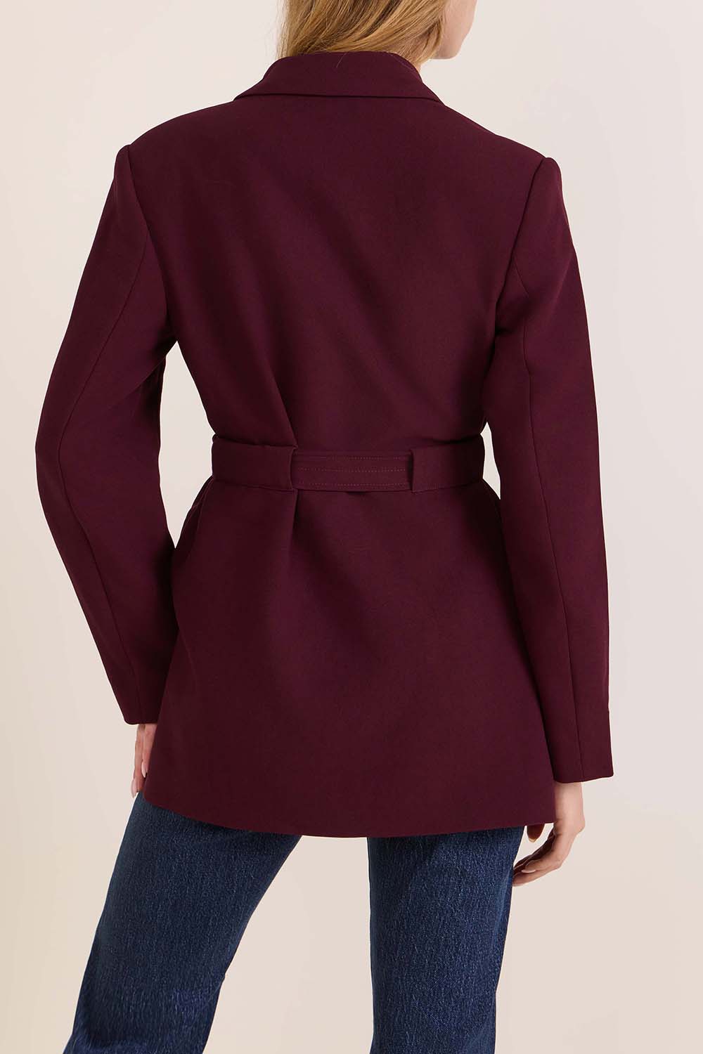 תמונת דוגמן אחורית של ז'קט מחוייט ארוך