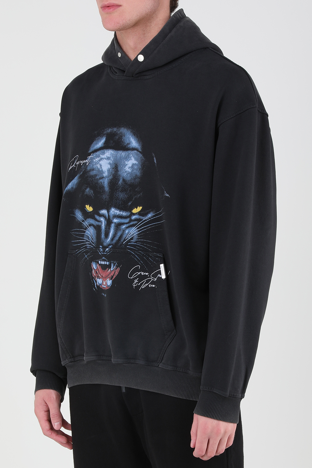 תמונת דוגמן קידמית של סוושטירט קפוצ'ון יגואר מכותנה