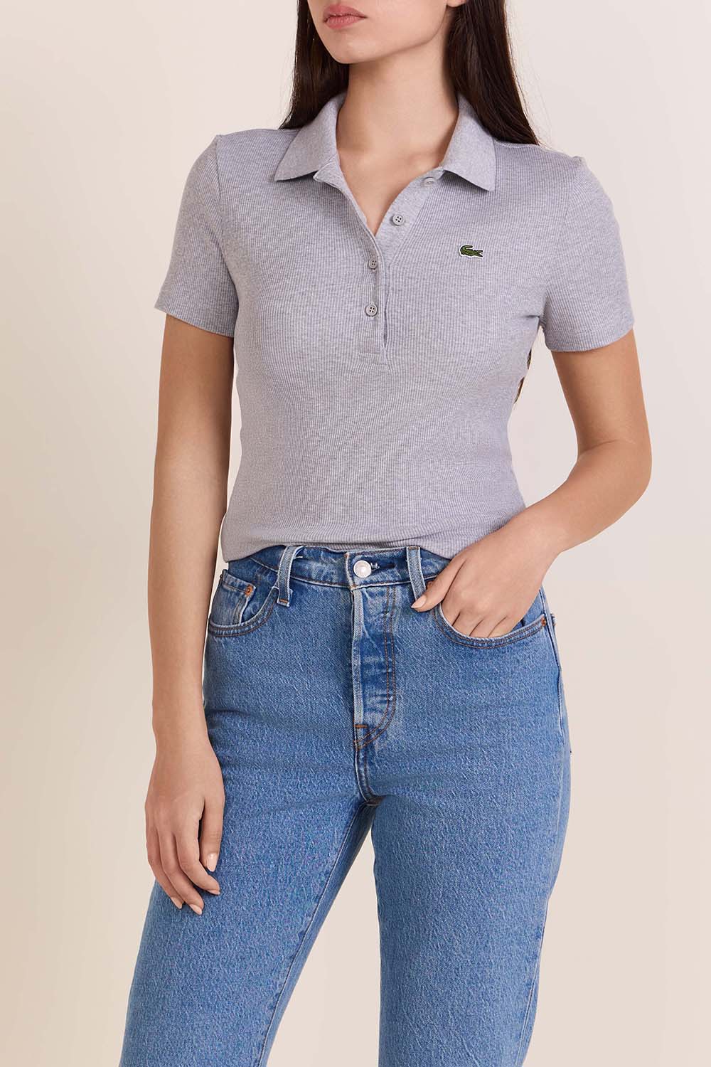 תמונת דוגמן קידמית של חולצת פולו L 12 D סלים פיט