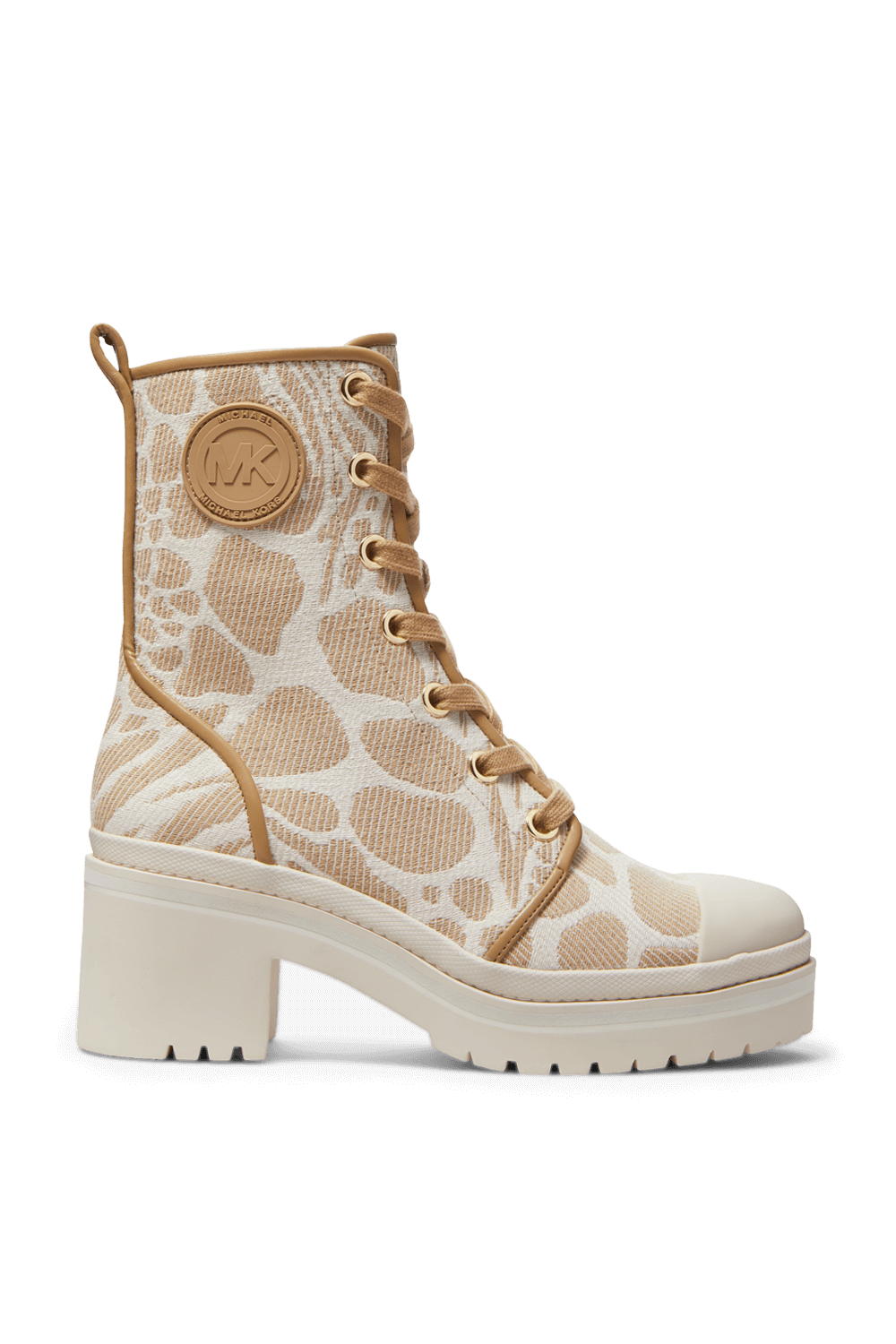 תמונה קידמית של מגפי קורי מונומרים באריגת ג'קארד