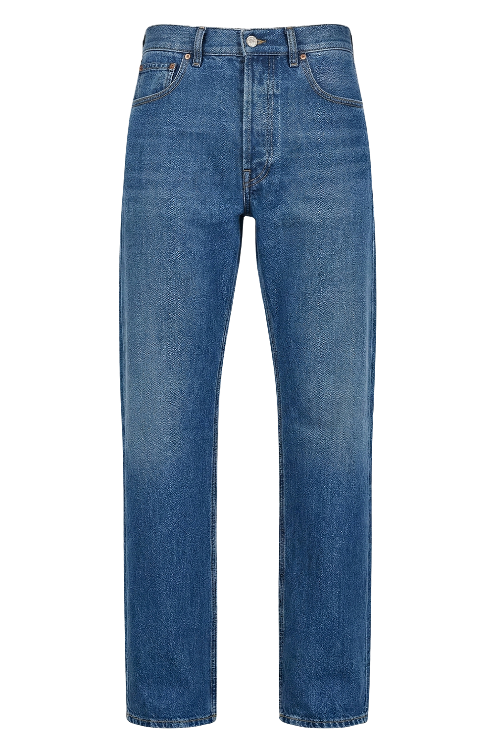 תמונה קידמית של מכנסי ג'ינס בגזרה ישרה