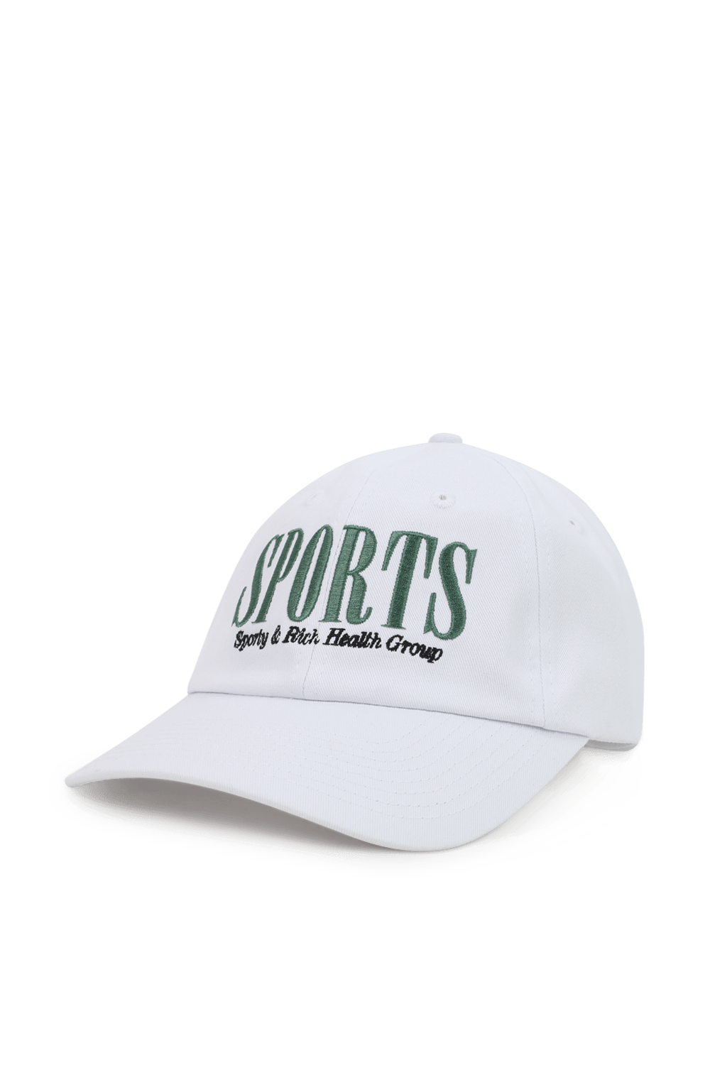תמונה קידמית של כובע בייסבול לבן עם לוגו ירוק