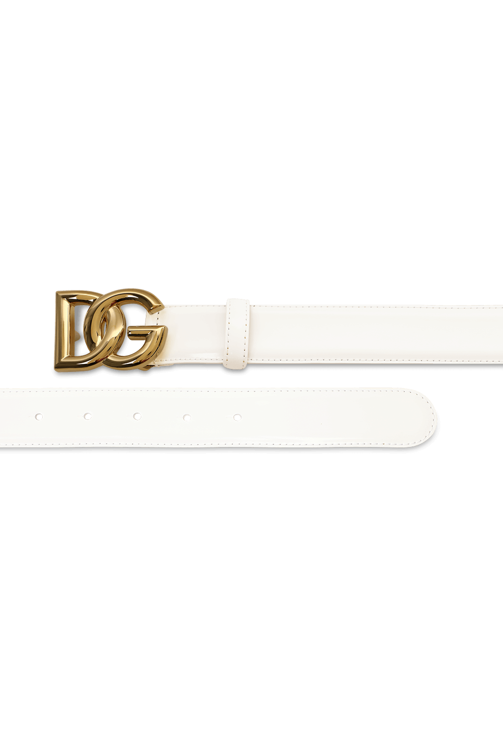 תמונה אחורית של חגורת עור עם לוגו מונוגרמי מוזהב