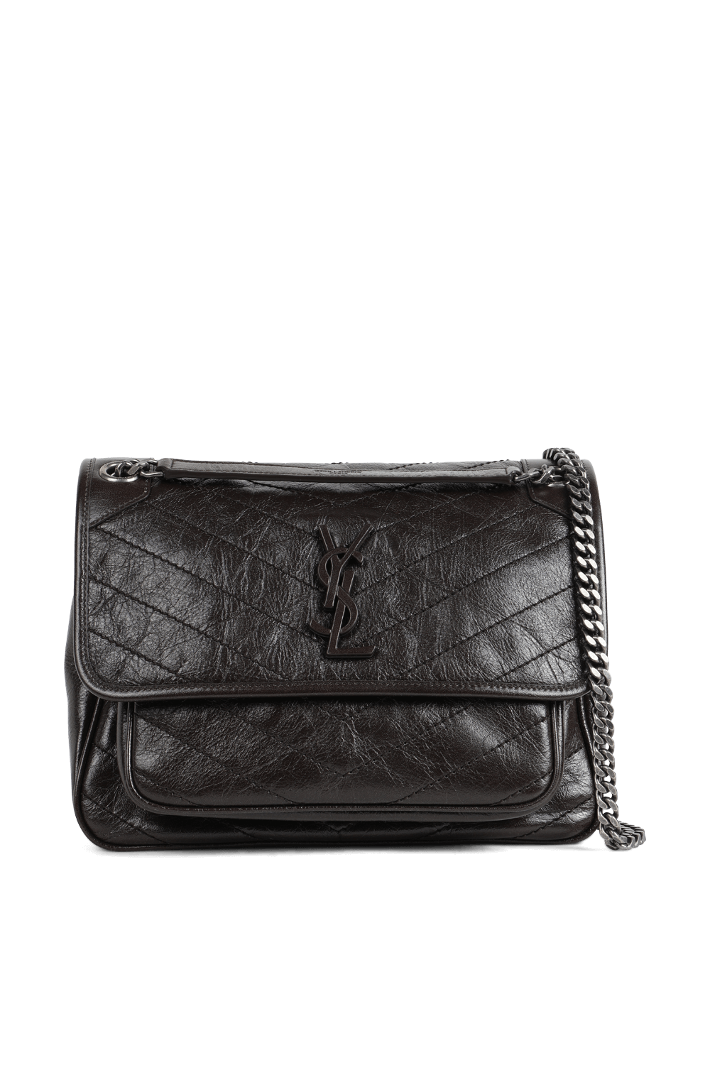 תמונה קידמית של תיק ניקי בגודל מדיום מעור בגוון חום