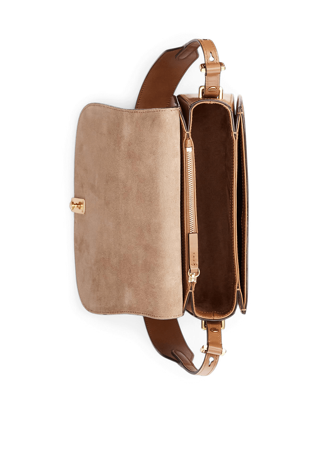 תמונת פנים של תיק אוכף קרוסבודי מעור עם לוגו מפליז