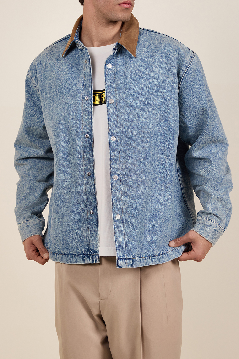 תמונת דוגמן קידמית של חולצת ז'קט גי'נס אוברסייז