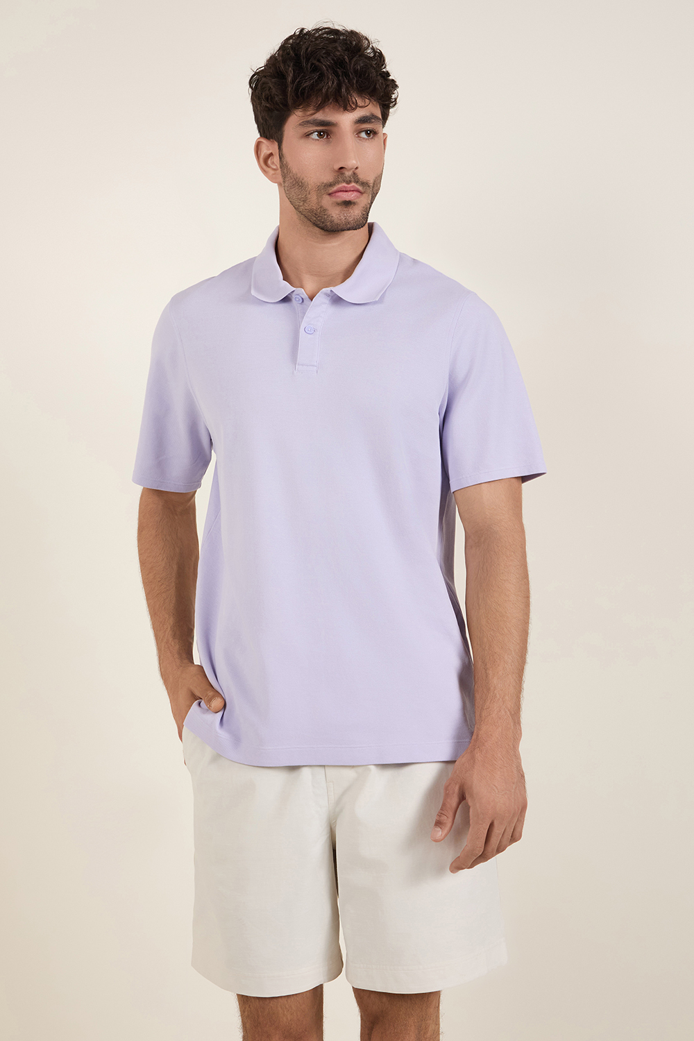 תמונת דוגמן קידמית של Cotton Pique Short-Sleeve Polo Shirt