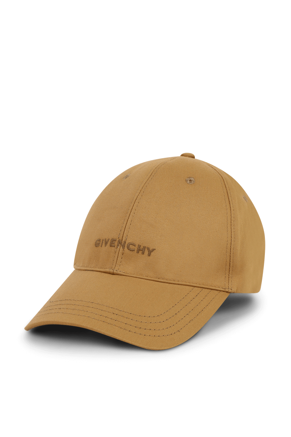 תמונה קידמית של כובע מצחייה עם לוגו רקום בגוון קאמל