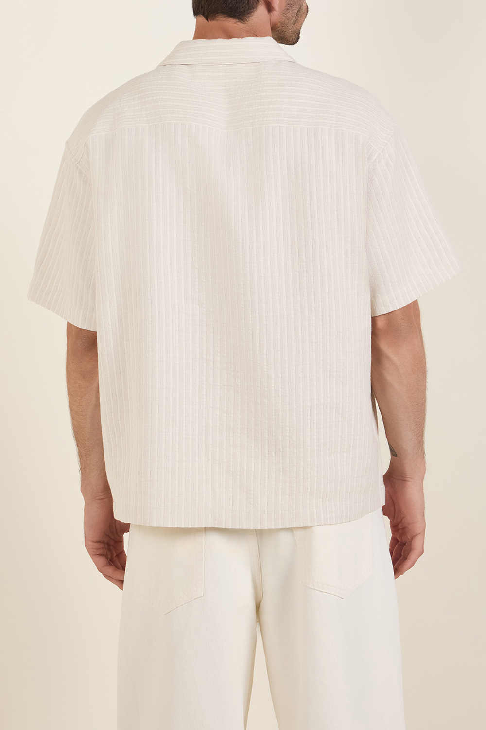 תמונת דוגמן אחורית של חולצה מכופתרת קצרה