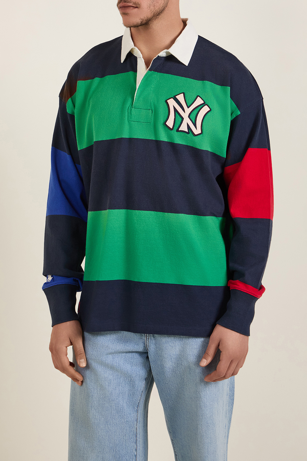 תמונת דוגמן קידמית של פולו רלף לורן X יאנקיס חולצת רוגבי