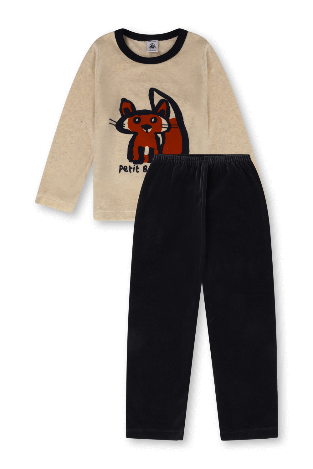 תמונה קידמית של סט פיג'מה ארוך עם הדפס חתול - גילאי 6-12