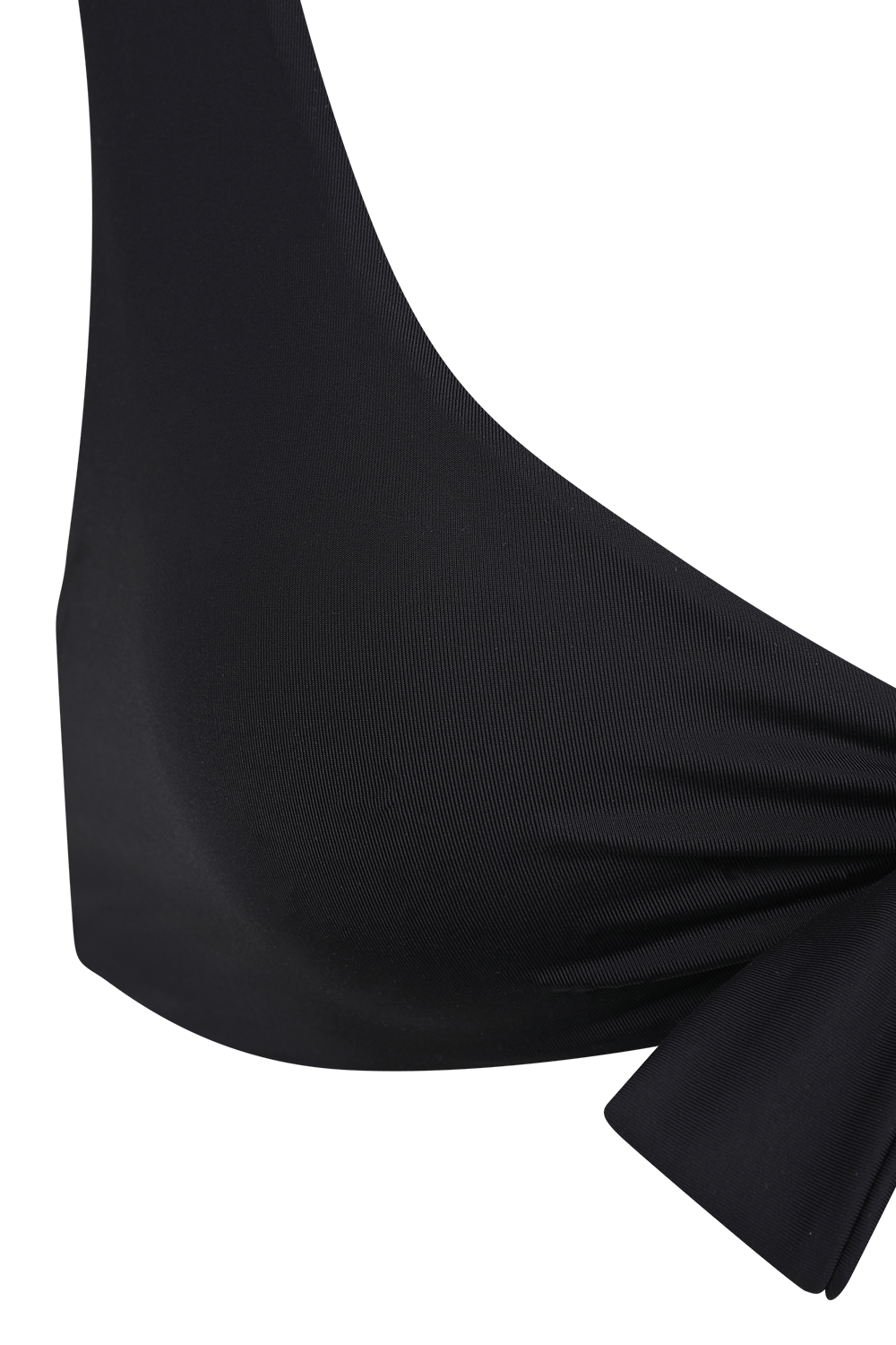 תמונה אחורית של טופ בגד ים שחור עם קשירת פפיון