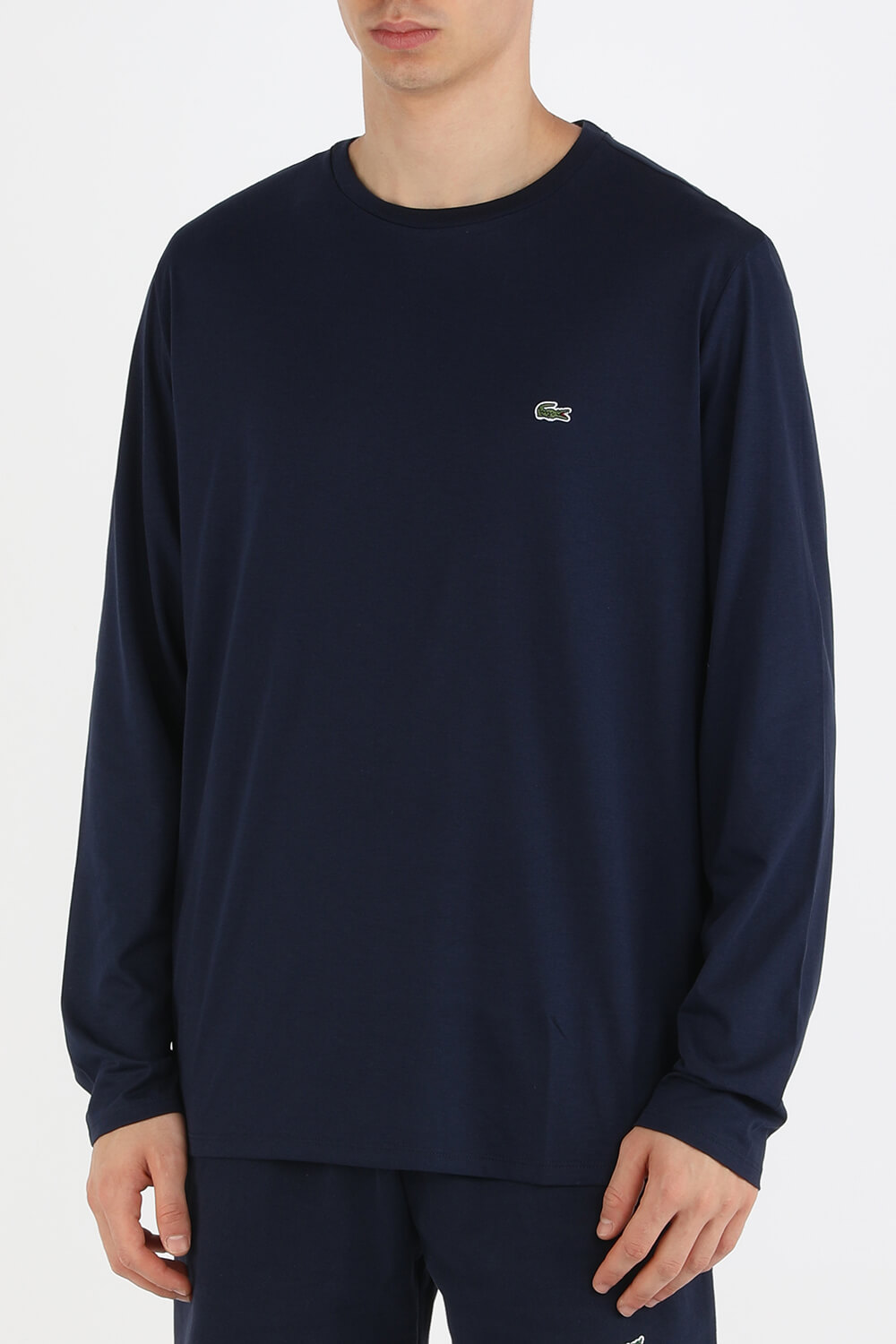 תמונת דוגמן קידמית של Navy Blue Crew Neck Pima Cotton Jersey T-shirt