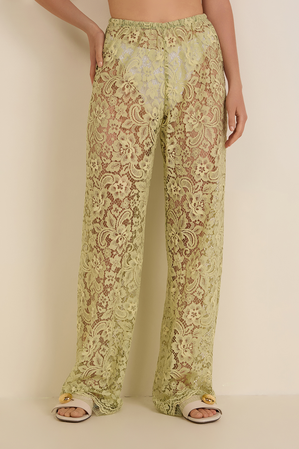 תמונת דוגמן קידמית של מכנסי תחרה מתרחבים