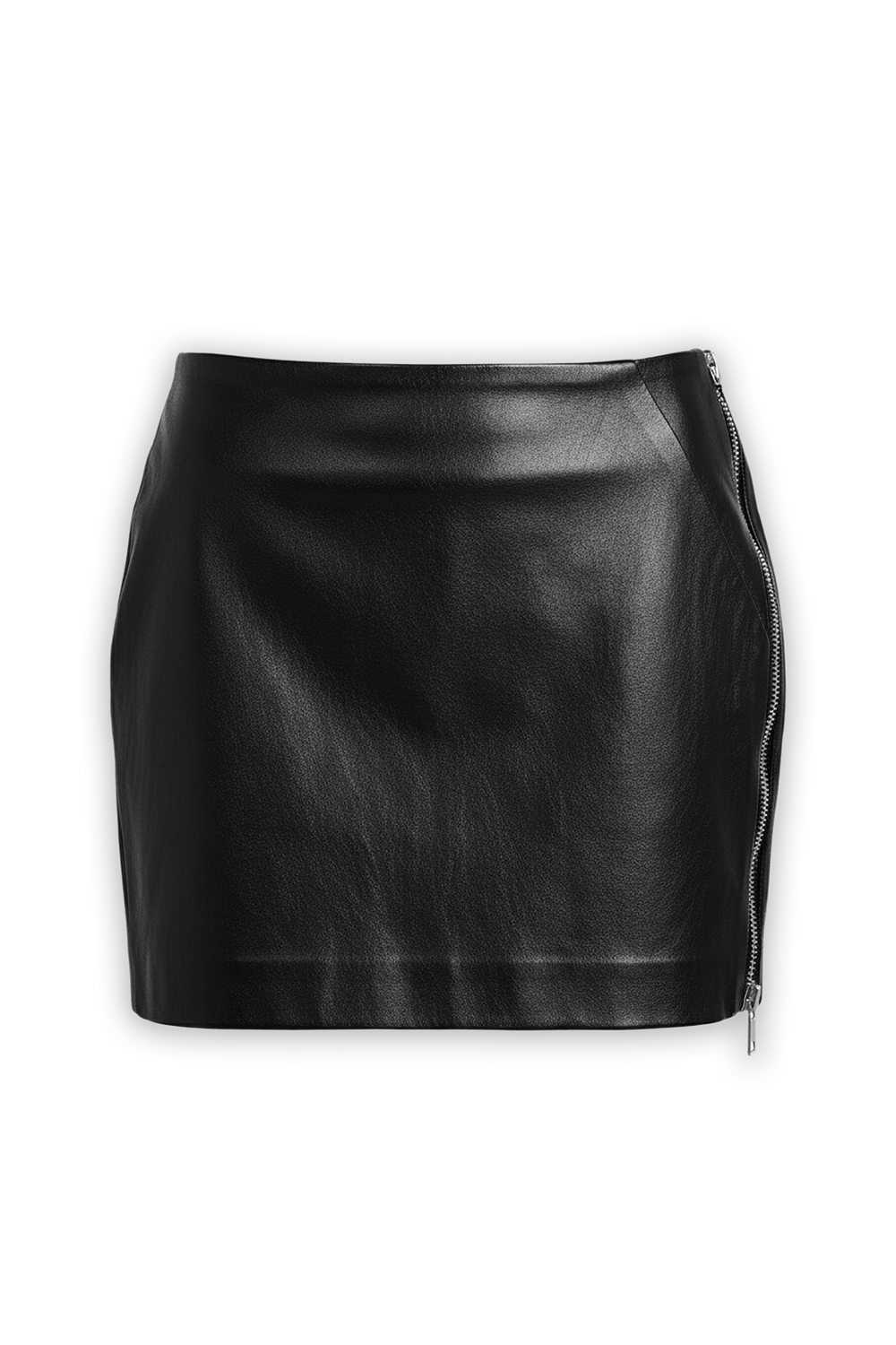 תמונה קידמית של חצאית מיני מעור