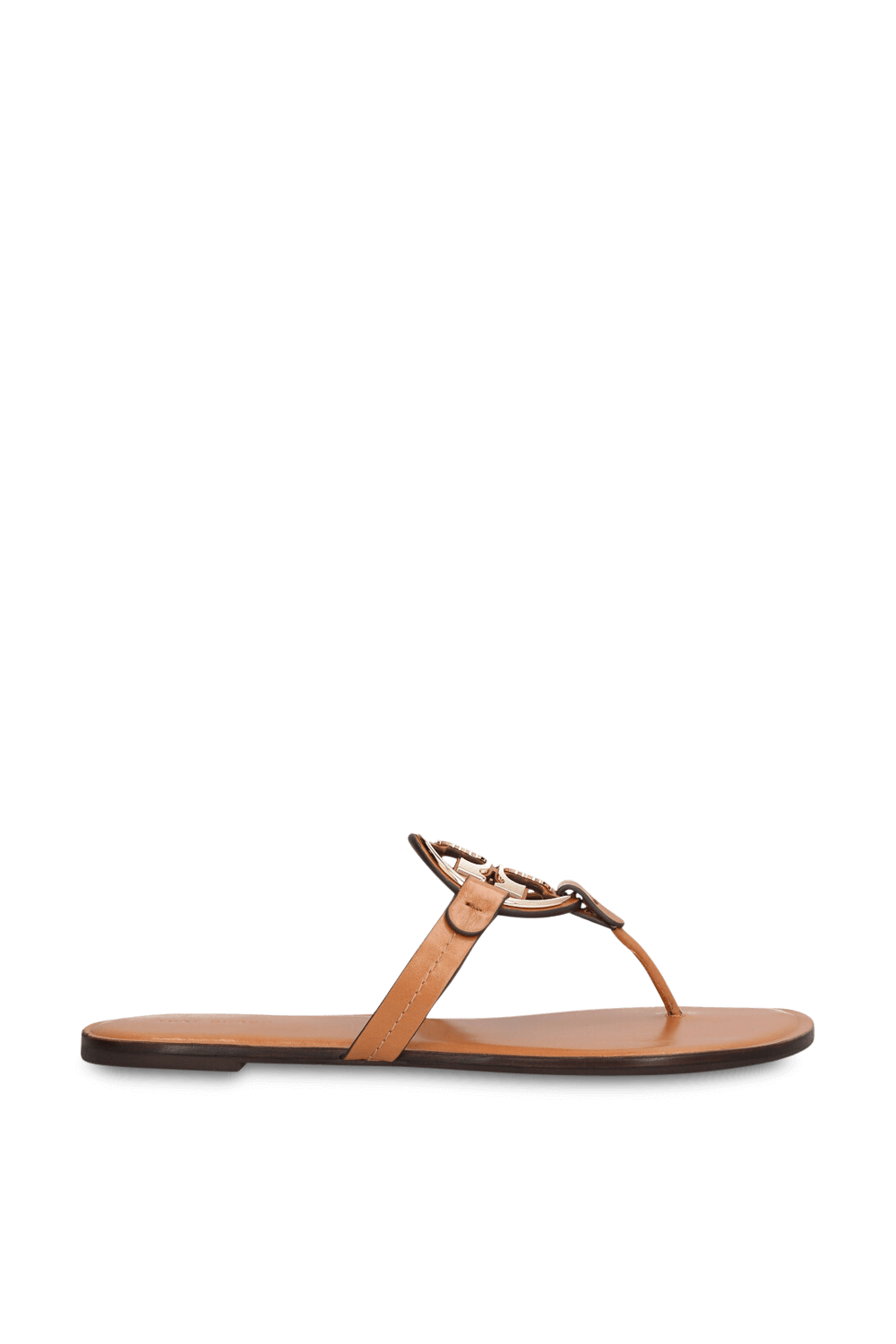 תמונה קידמית של סנדלי מילר מעור מטאלי