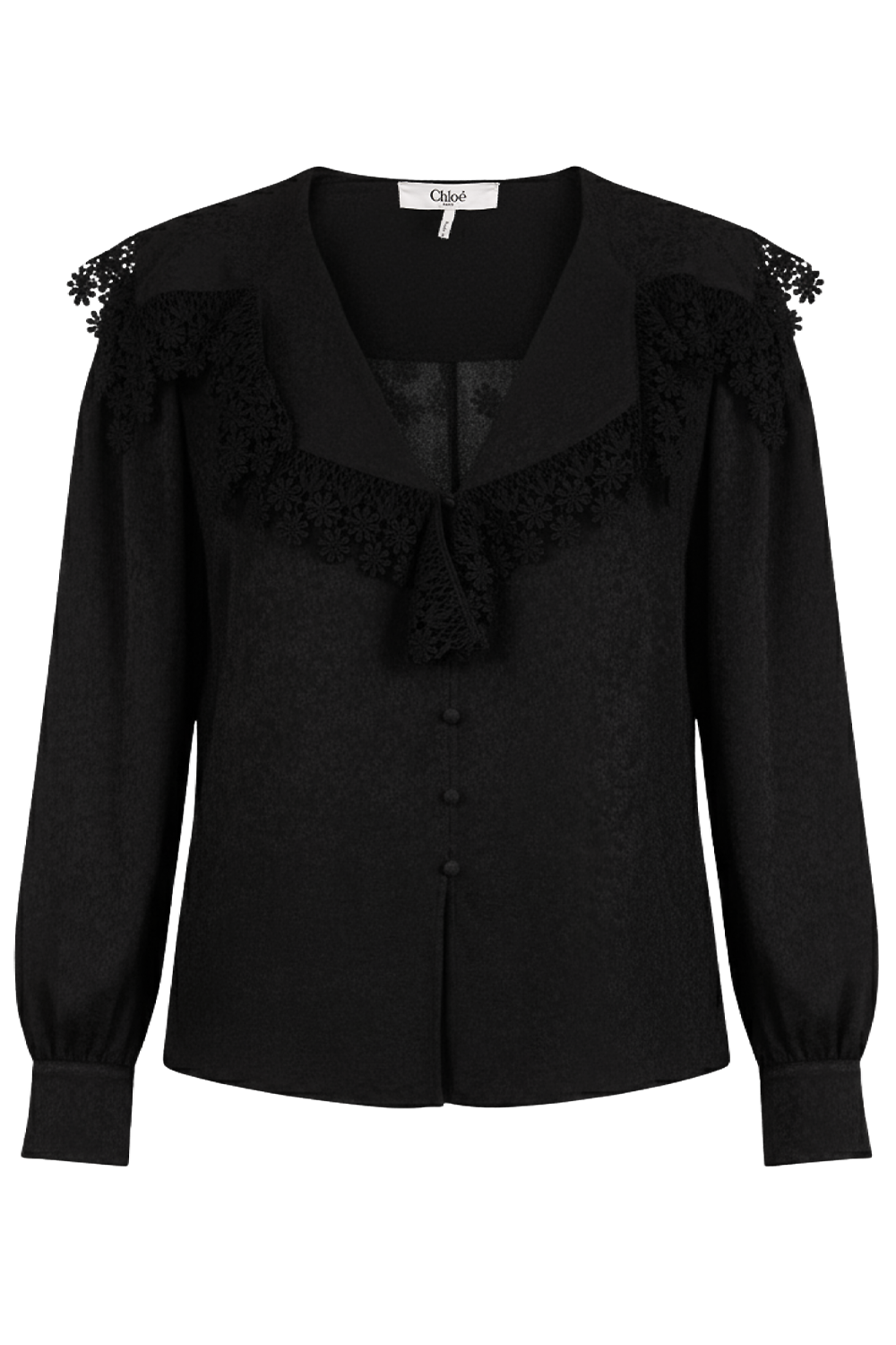 תמונה קידמית של חולצה עם צווארון תחרה