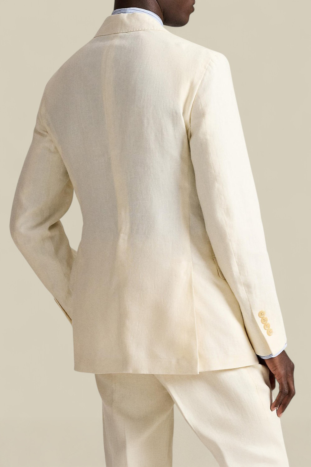 תמונת דוגמן אחורית של ז'קט מחוייט מפשתן