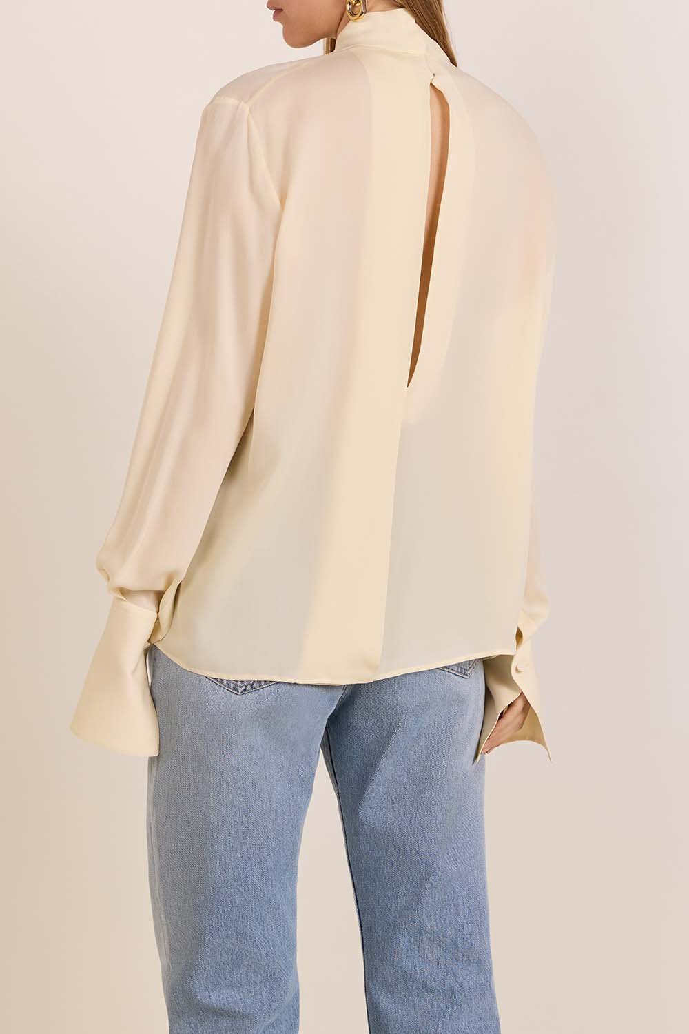 תמונת דוגמן אחורית של חולצת משי