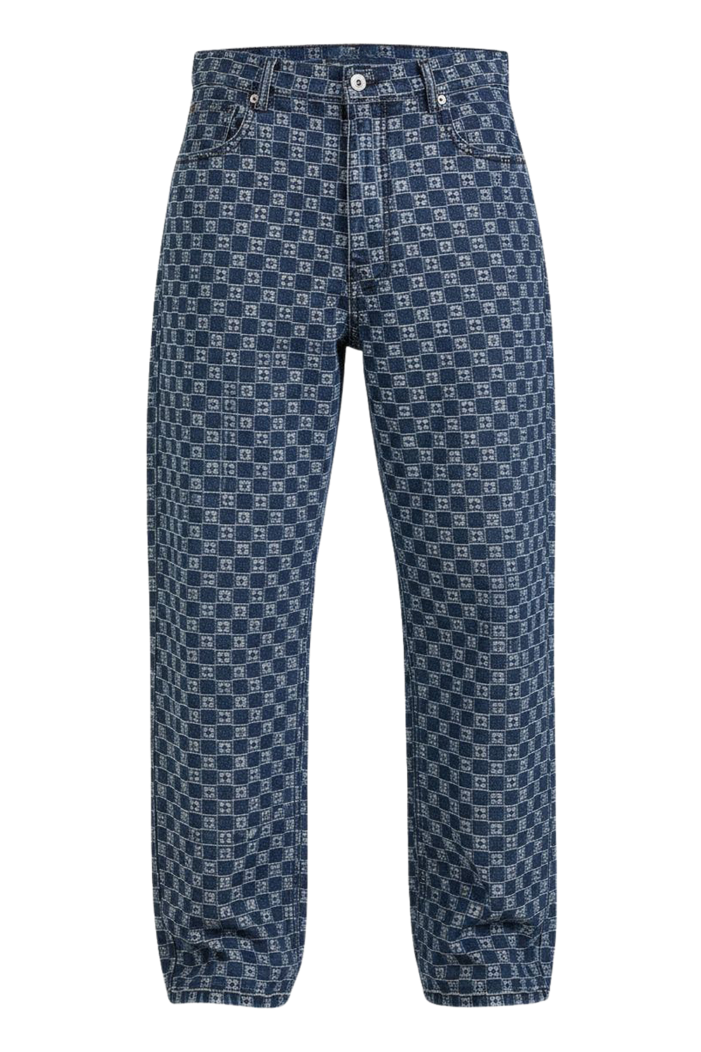 תמונה קידמית של מכנסי ג'ינס אוברסייז