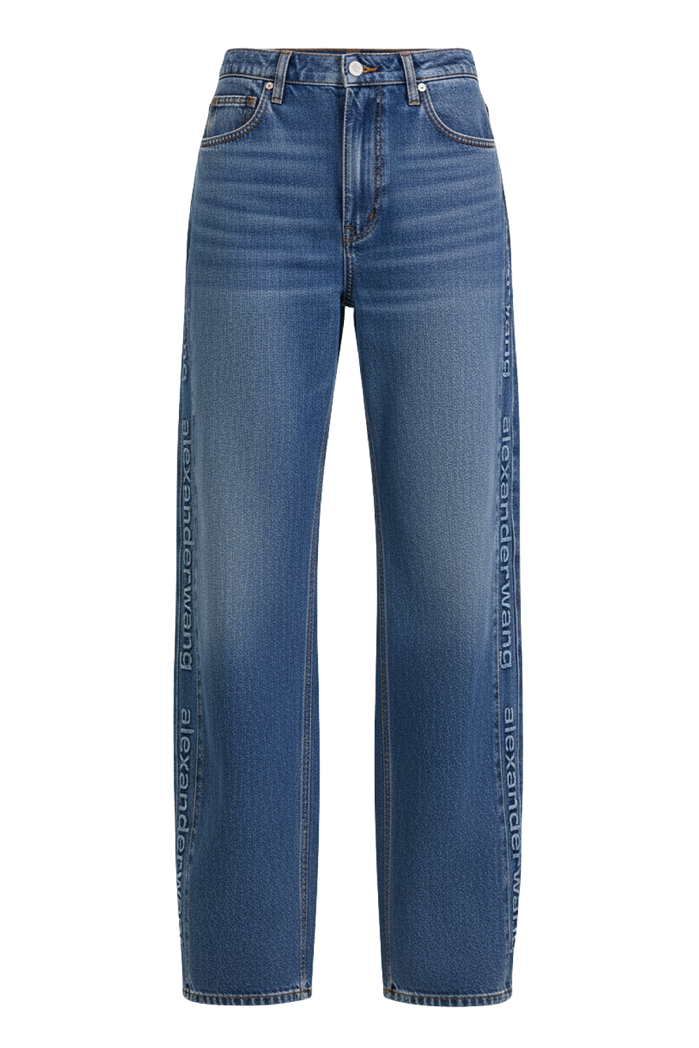 תמונה קידמית של מכנסי ג'ינס בגזרה רחבה