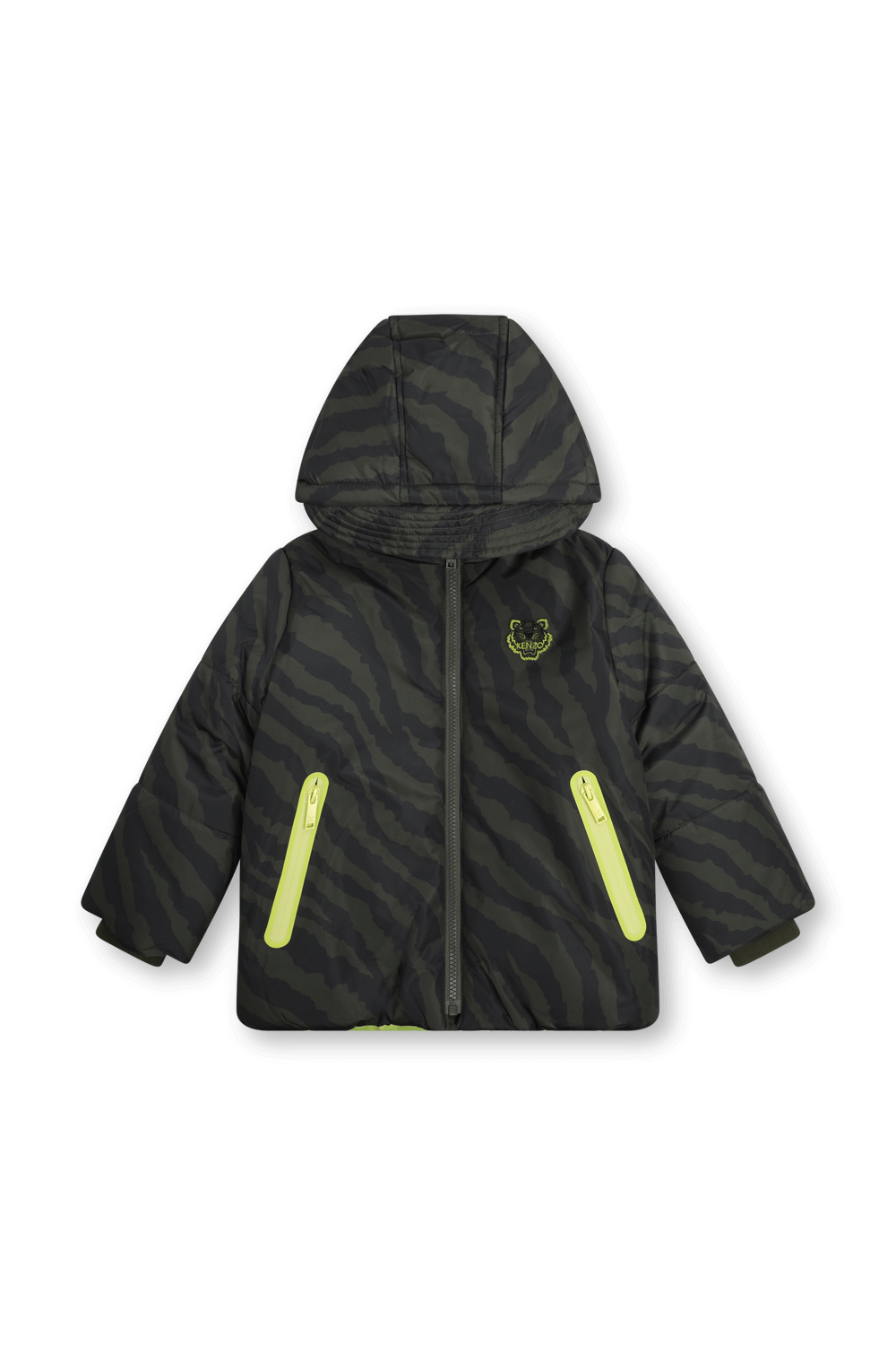 תמונה קידמית של גילאי 4-5 מעיל פוך עם הדפס טייגר