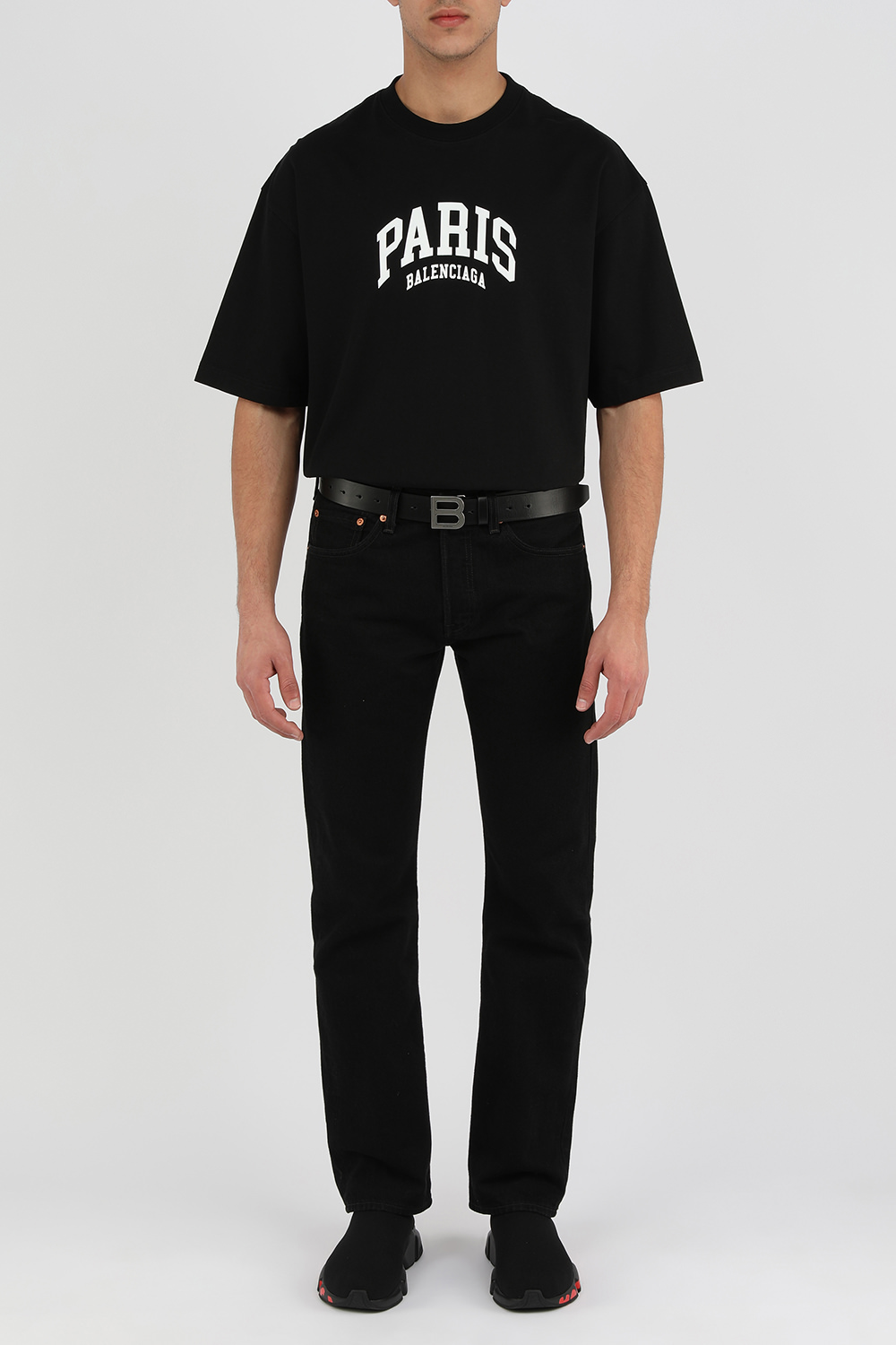 תמונת דוגמן קידמית של חגורות לוגו דאבל בי שחורה