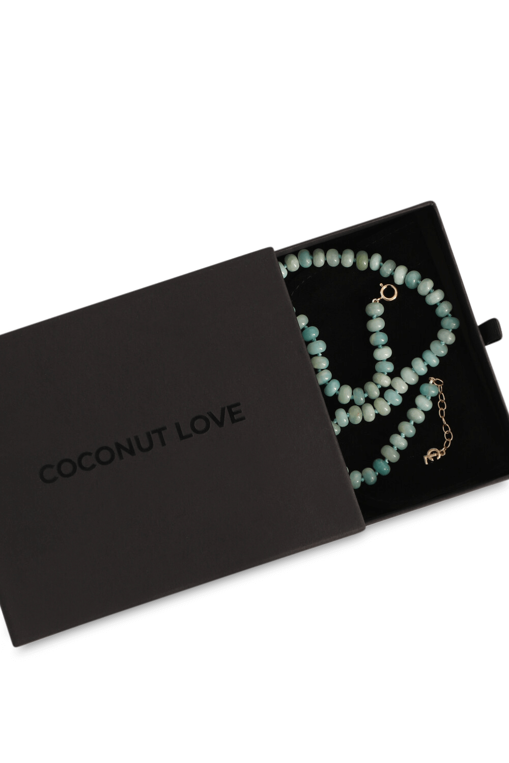 תמונה אחורית של שרשרת אבנים טורקיז