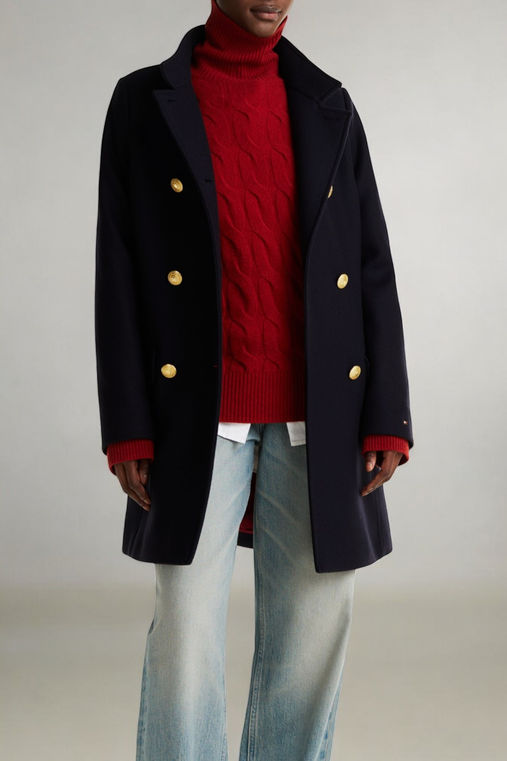 תמונת דוגמן קידמית של מעיל צמר סלים פיט