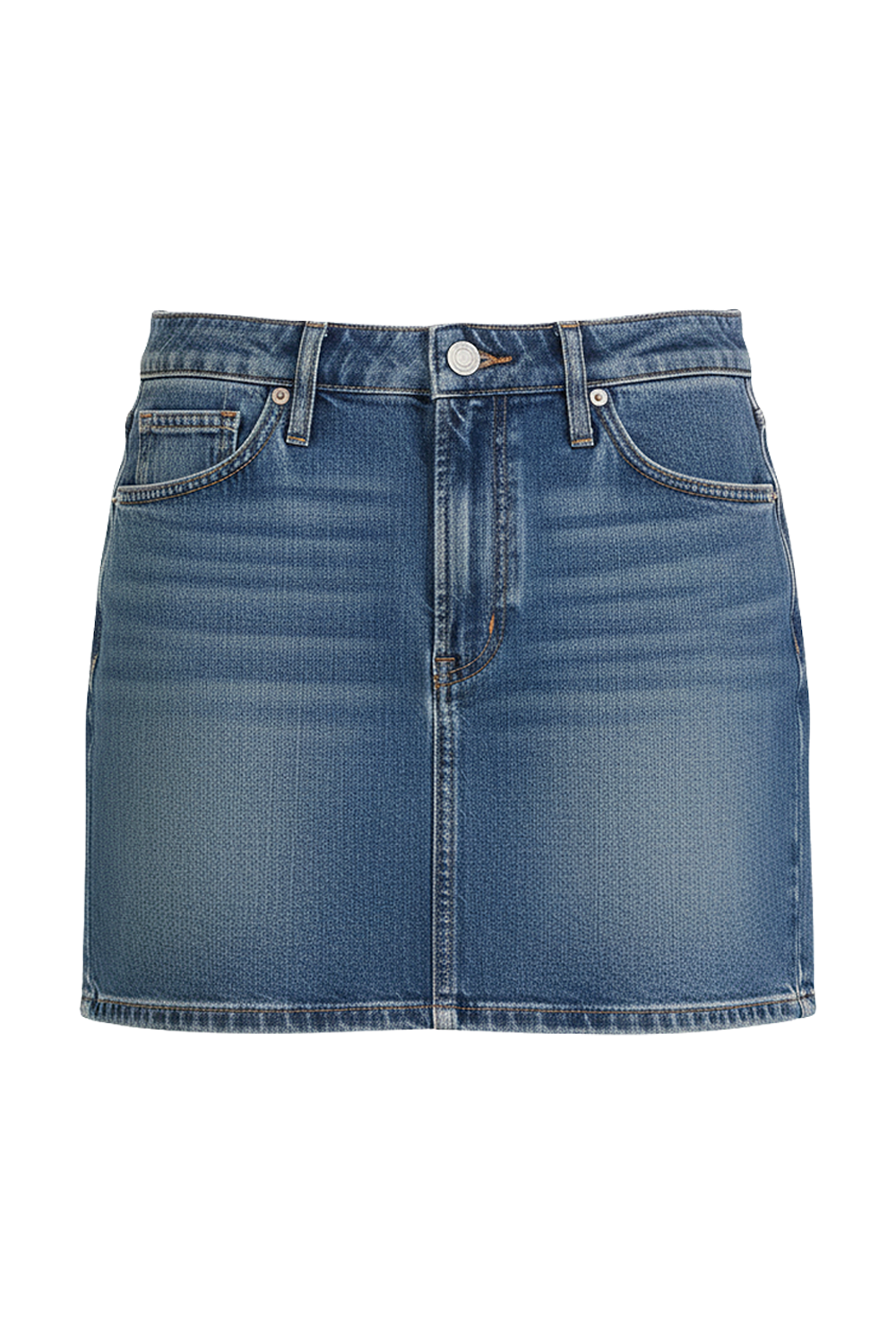 תמונה קידמית של חצאית מיני ג'ינס