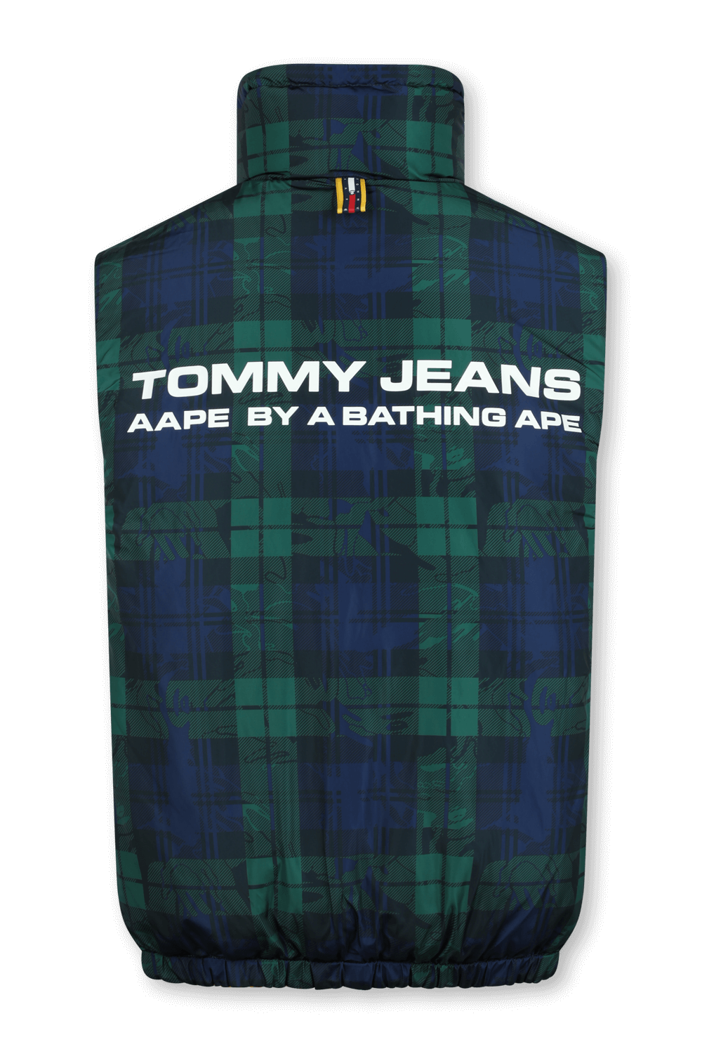 תמונת תקריב של טומיXאייפ מעיל פאפר דו צדדי בגווני כחול, אדום וצהוב